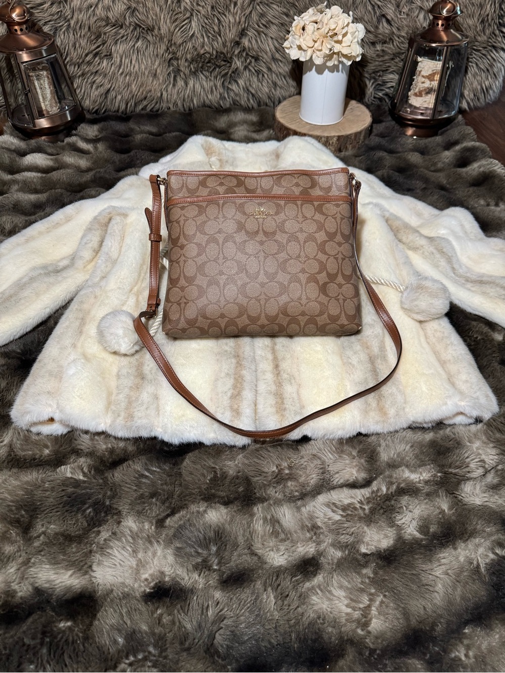 Coach Brown Signature Canvas Crossbody Bag